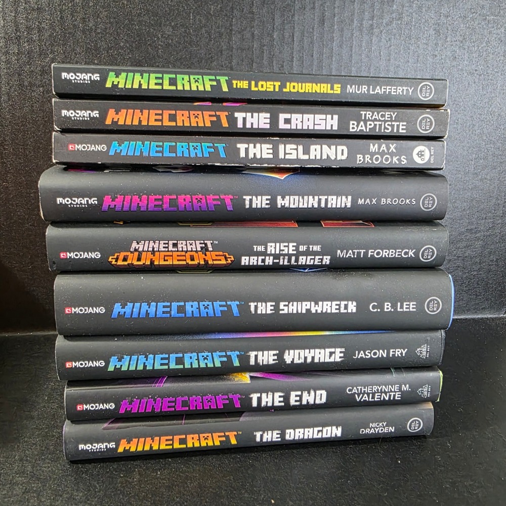 Mojang Minecraft Book Lot 9 Books Hardcover Paperback Black Adventure Fiction